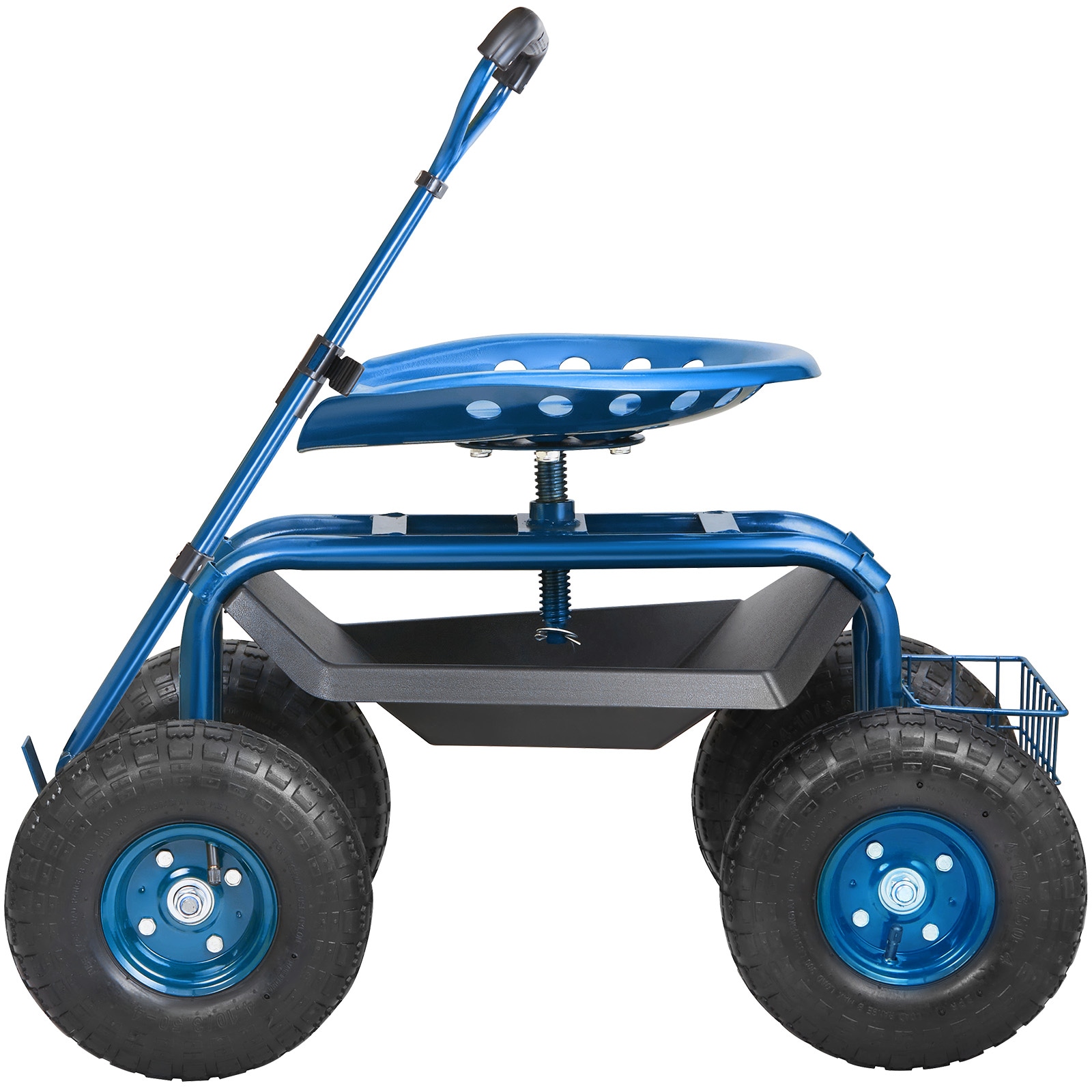 Garden Rolling Work Seat With Swivel Chair And Tool Tray Blue_voghion.com